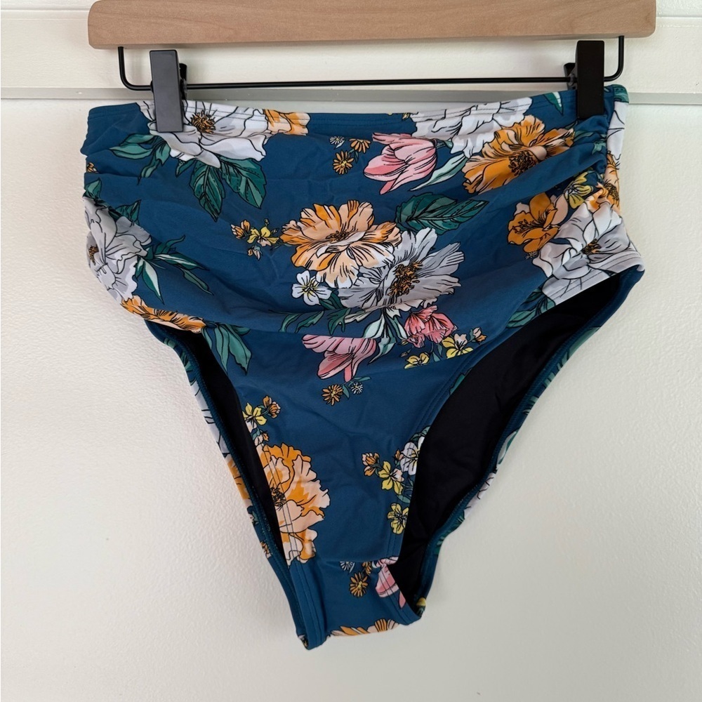 Cupshe Blue and Orange High-Waisted Bikini Bottom New